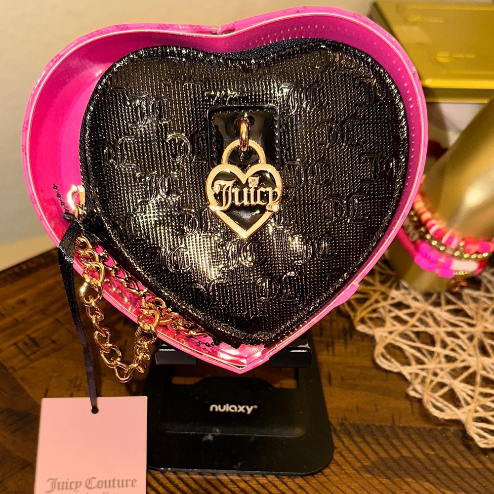 Juicy Couture Black and Pink Heart Clutch